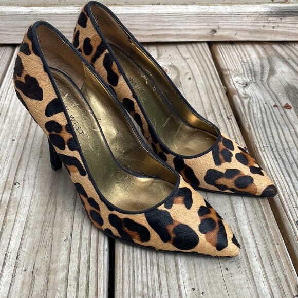 NINE WEST Madewell Cowhide Leopard Print Heels Size 4M - Picture 4 of 14